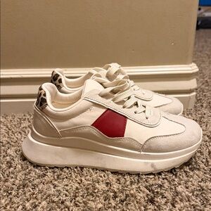 Madden Girl Cream and Red Sneakers